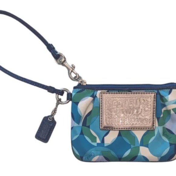 COACH Poppy Wristlet EUC blue green kaleidoscope RARE - Picture 2 of 7